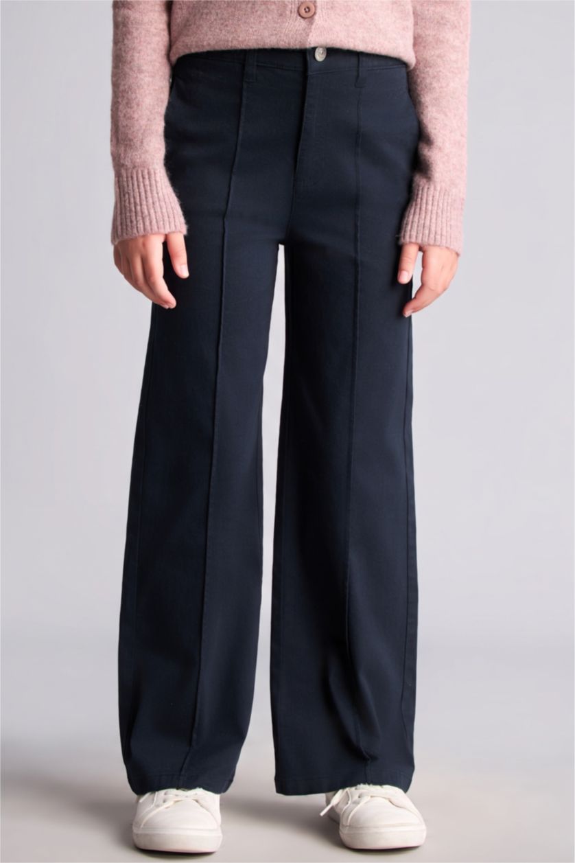 GIRLS & TEENS NAVY Girl Wide Leg Gabardine Trousers