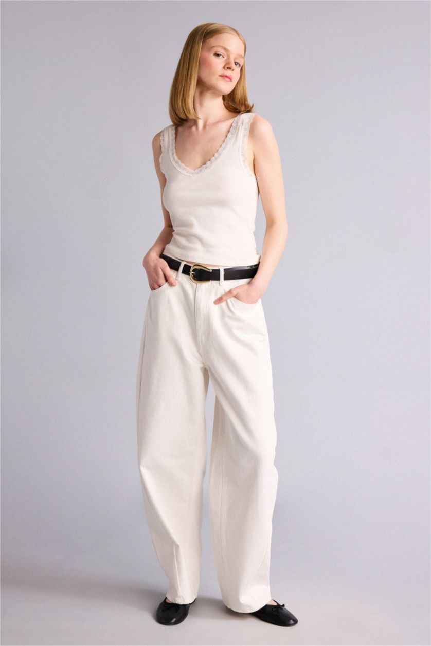 WOMAN White High Waist Trousers