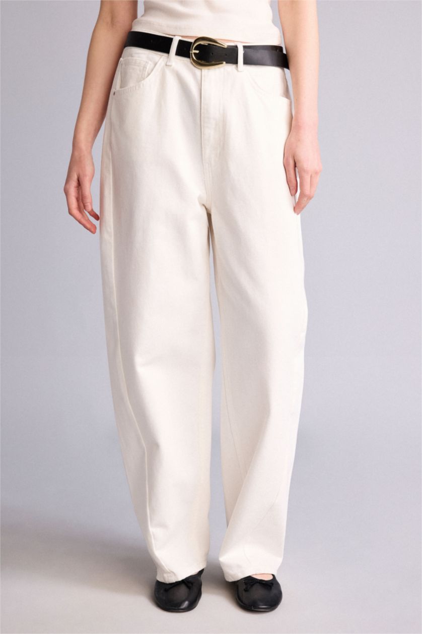 WOMAN White High Waist Trousers
