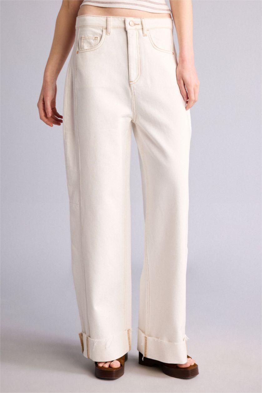 WOMAN White High Waist Trousers