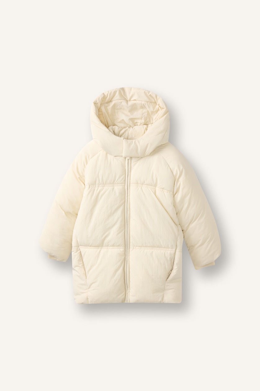 Baby Girl Light Beige Baby Girl Hooded Puffer Jacket