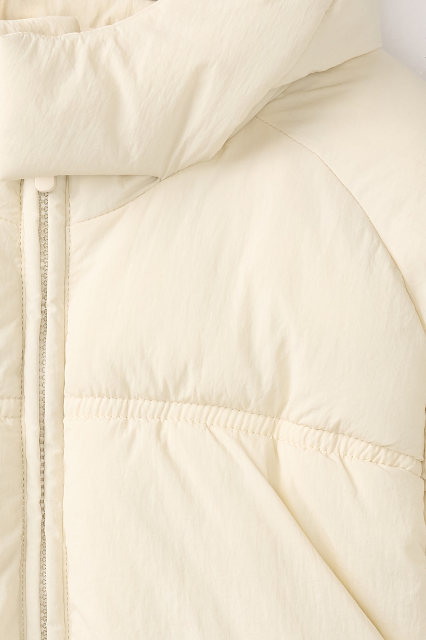 Baby Girl Light Beige Baby Girl Hooded Puffer Jacket