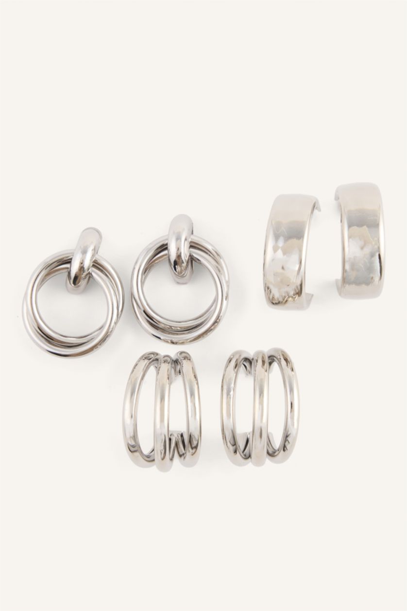 Kadın Gümüş Kadın 3'lü Küpe