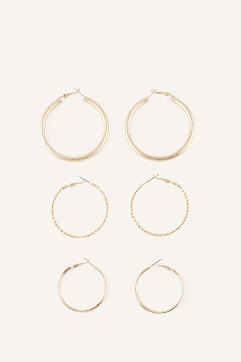 Kadın Altın Kadın 3'lü Halka Küpe