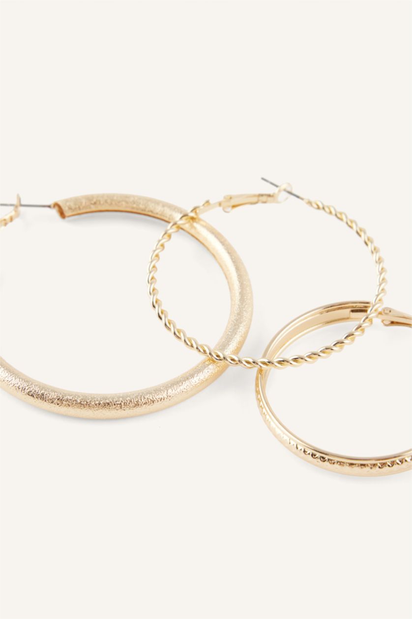 Kadın Altın Kadın 3'lü Halka Küpe