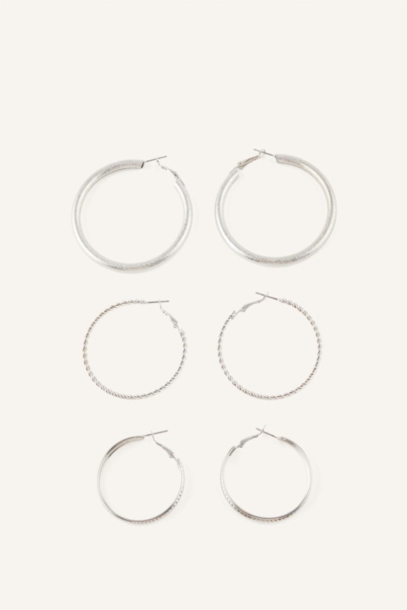 Kadın Gümüş Kadın 3'lü Halka Küpe