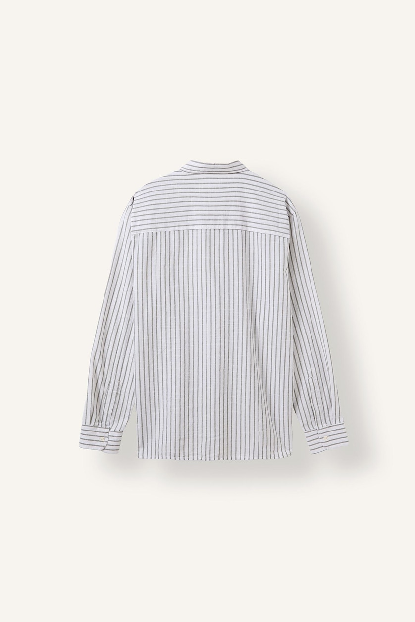 HOMME Vert Clair Chemise rayée 100% coton à manches longues Coupe régulière