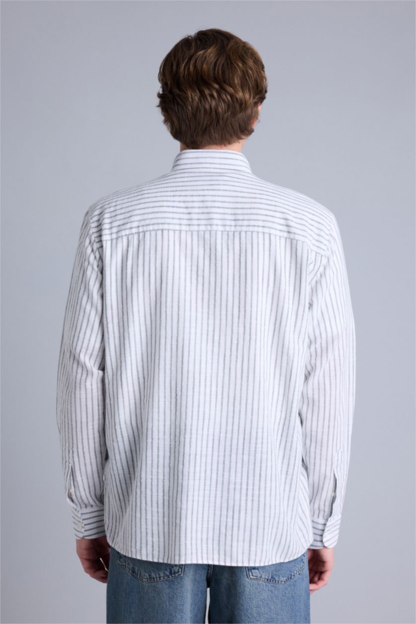 Erkek Açık Yeşil Regular Fıt Polo Yaka Uzun Kollu Gömlek