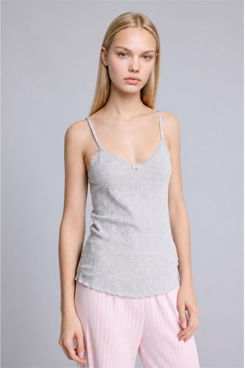 Women Grey Melange Tank Top