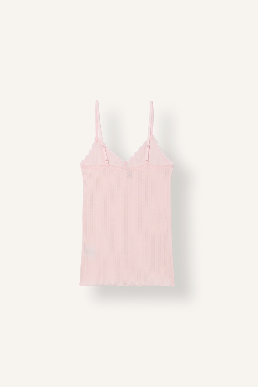 FEMME Rose Débardeur à col V avec détails en dentelle pour femme