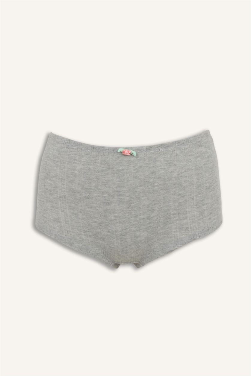 Kadın Gri Melanj %100 Pamuk Boxer