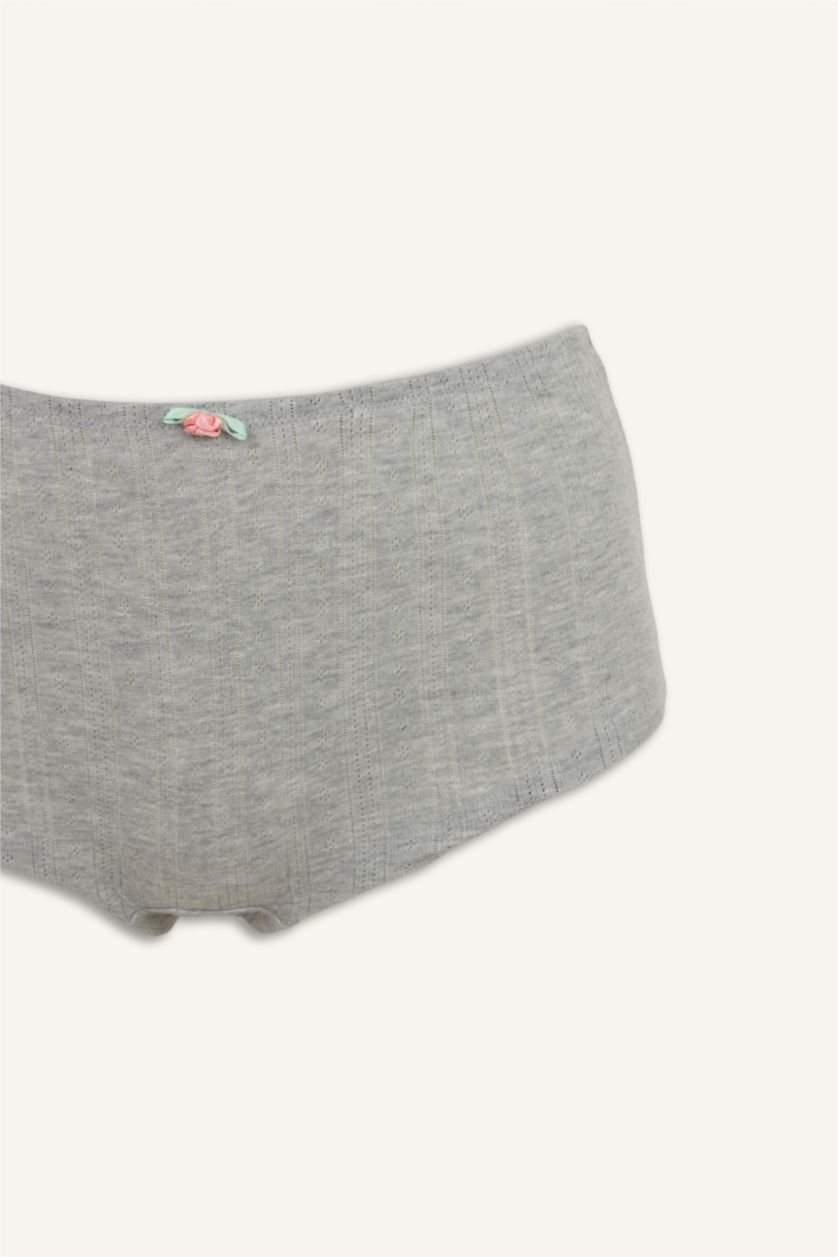 Kadın Gri Melanj %100 Pamuk Boxer