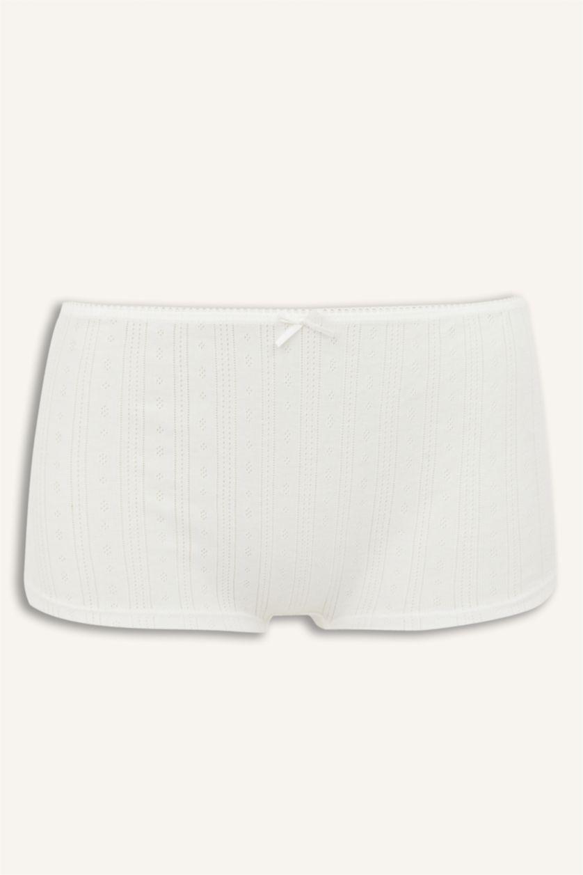 Kadın Kırık Beyaz Dokulu Kumaş Boxer