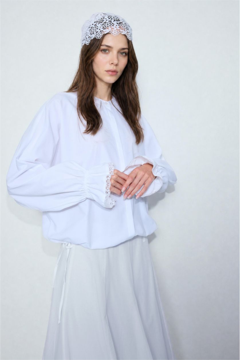 Women White Regular Fit Poplin Long Sleeve Tunic