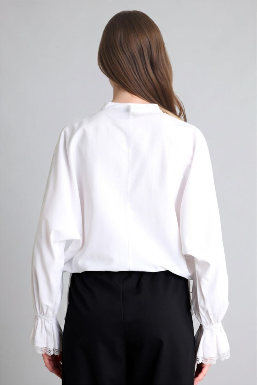 WOMAN White Regular Fit Poplin Long Sleeve White Tunic