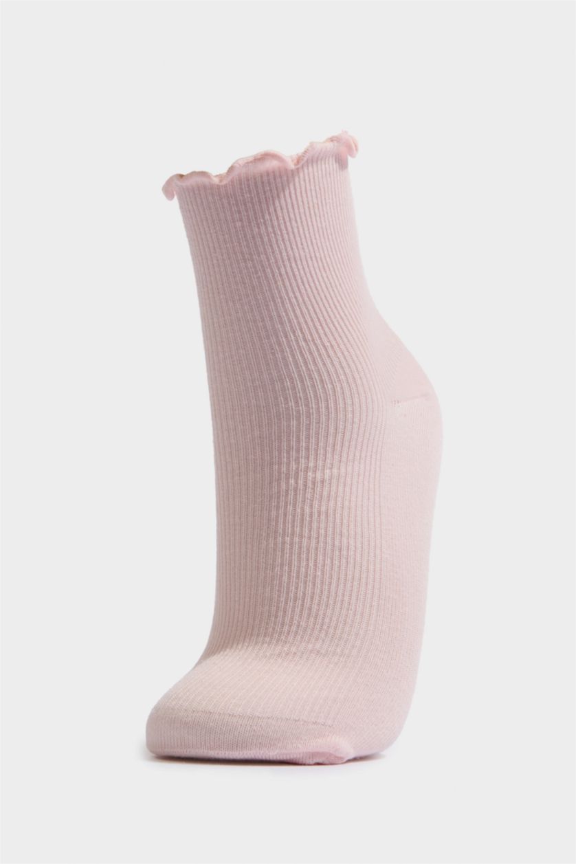 Kız Çocuk - Genç Kız Pembe 3'lü Pamuklu Uzun Çorap Kız Çocuk