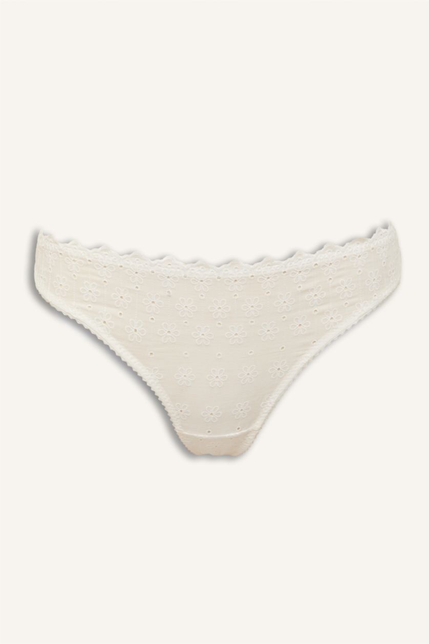 Kadın Kırık Beyaz Brode Slip Külot