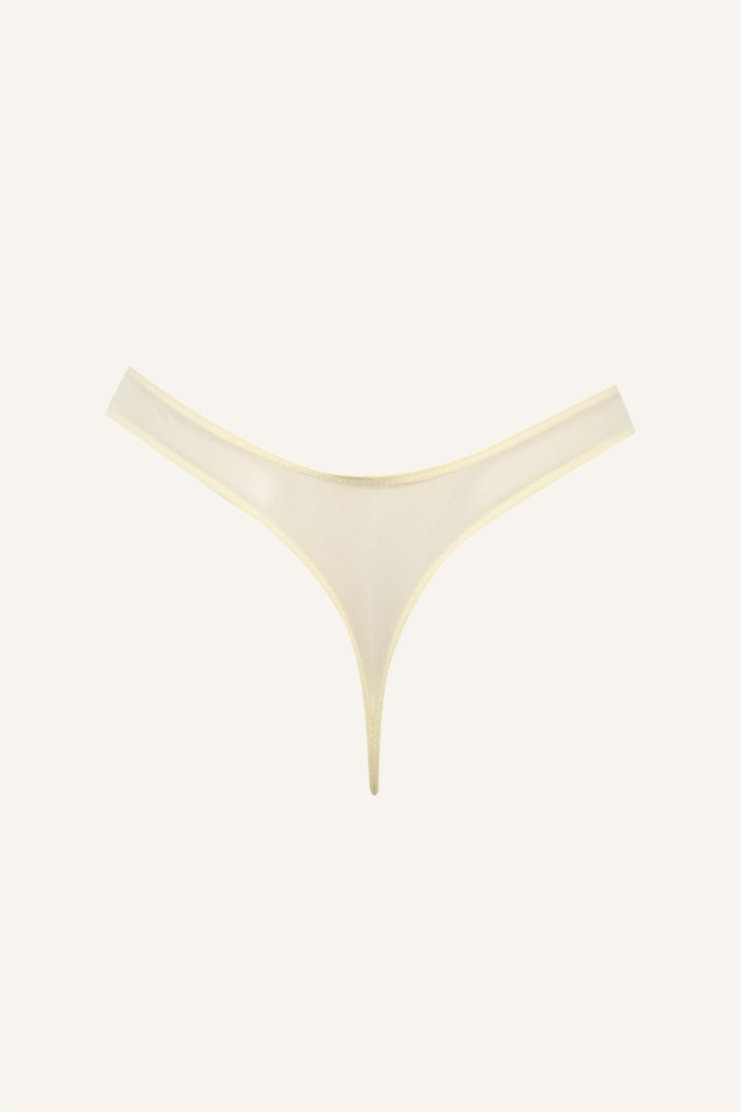 Kadın Açık Sarı Bağcıklı Dantelli Brode Külot