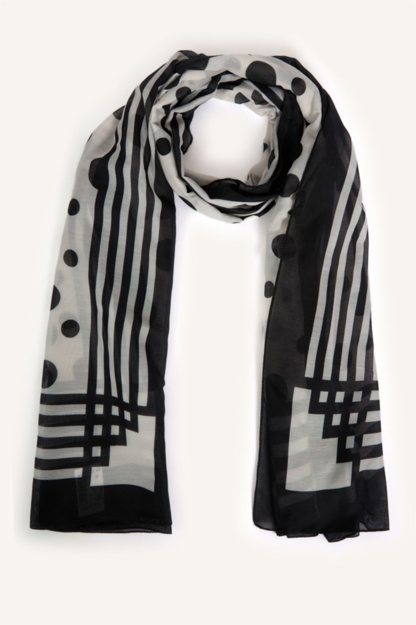 Kadın Siyah Kadın Puantiye Şal