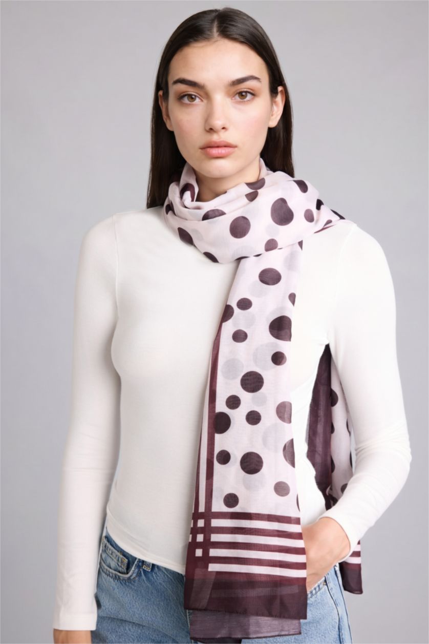 Women Dark Brown Woman Polka Dot Shawl