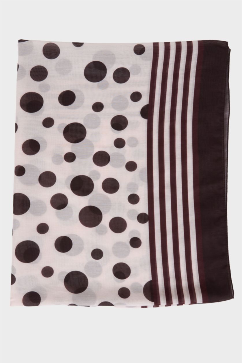 Kadın Koyu Kahve Kadın Puantiye Şal