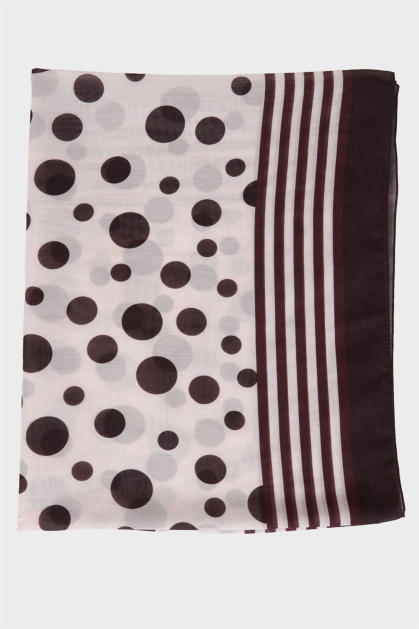 Women Dark Brown Woman Polka Dot Shawl