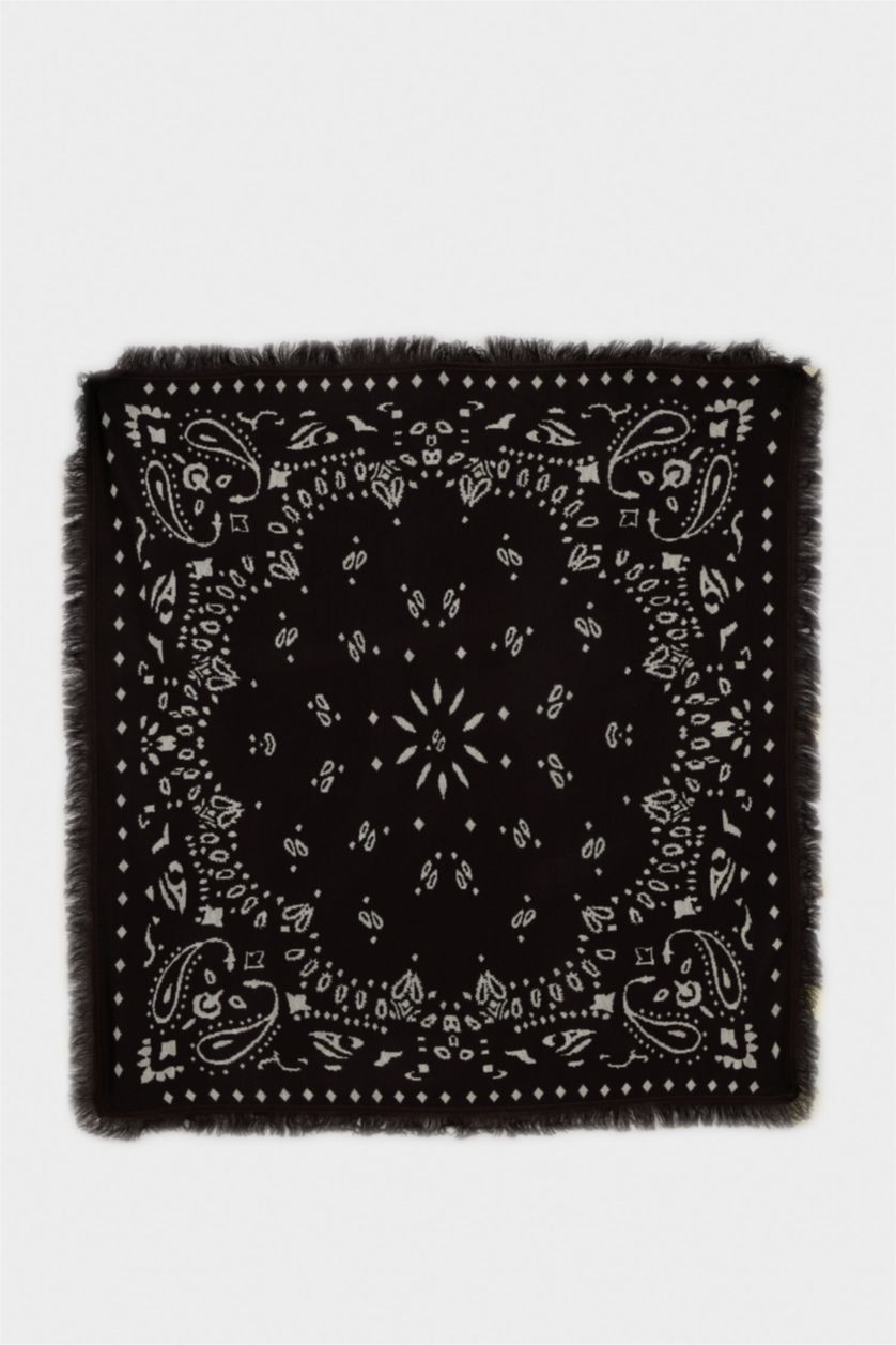 Kadın Koyu Kahve Kadın Şal Desenli Atkı