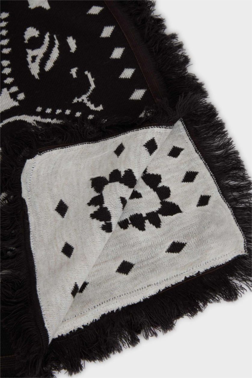 Kadın Koyu Kahve Kadın Şal Desenli Atkı