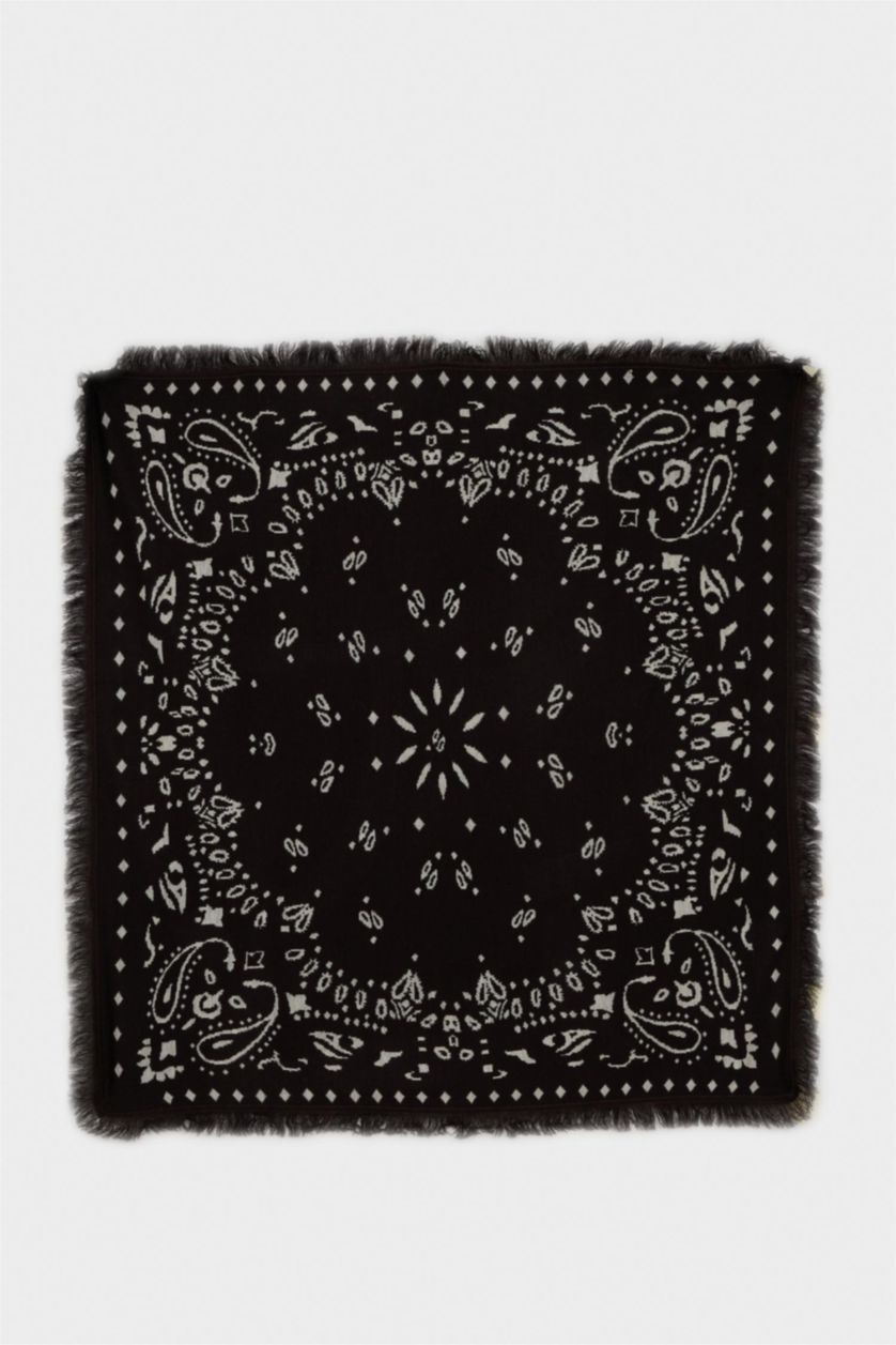 Kadın Koyu Kahve Kadın Şal Desenli Atkı