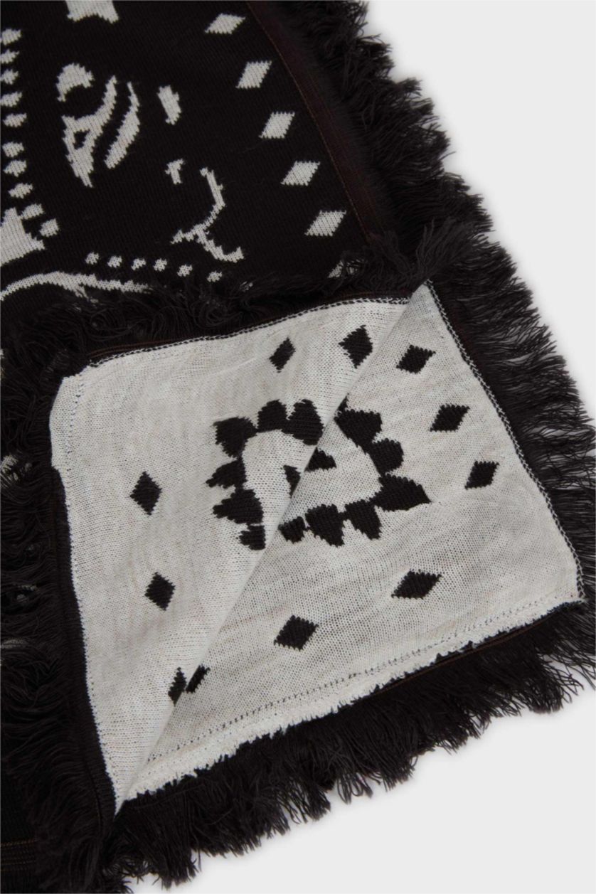 Kadın Koyu Kahve Kadın Şal Desenli Atkı