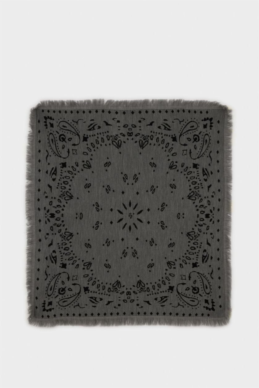 Kadın Gri Kadın Şal Desenli Atkı