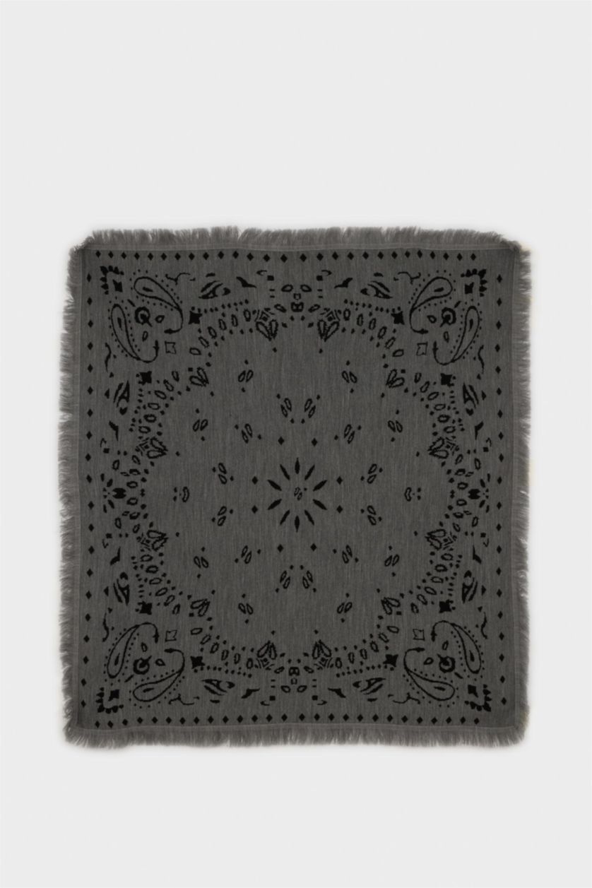 Kadın Gri Kadın Şal Desenli Atkı