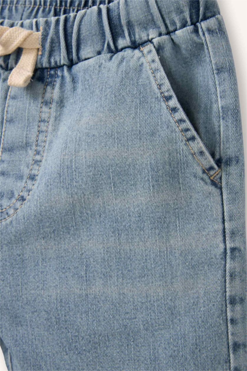 Erkek Bebek Açık Mavi Pamuklu Şort Erkek Bebek