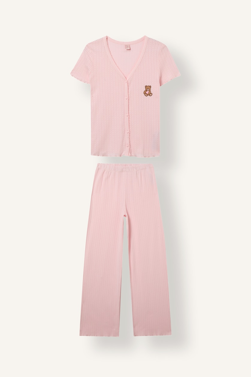 Women Pink Regular Fit Short Sleeve T-Shirt and Pants Pyjama Set