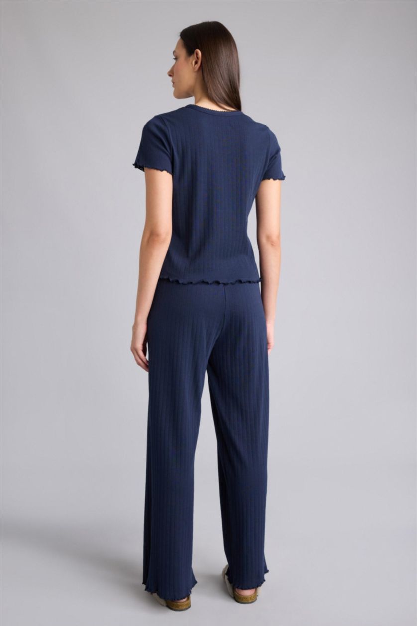 Kadın Lacivert Regular Fıt Kısa Kollu 2'li Takım