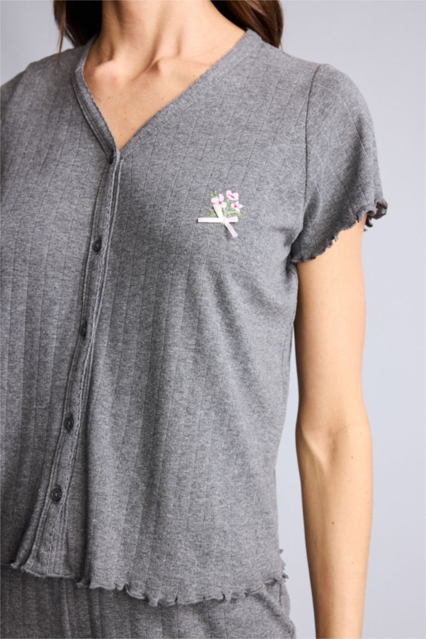 Kadın Antrasit Pijama Takımı Üst Alt