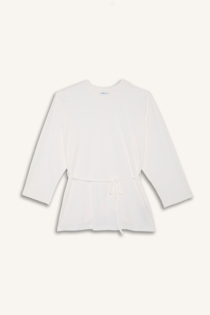 Woman Ecru Crepe Neck Off Shoulder Ecru Tunic