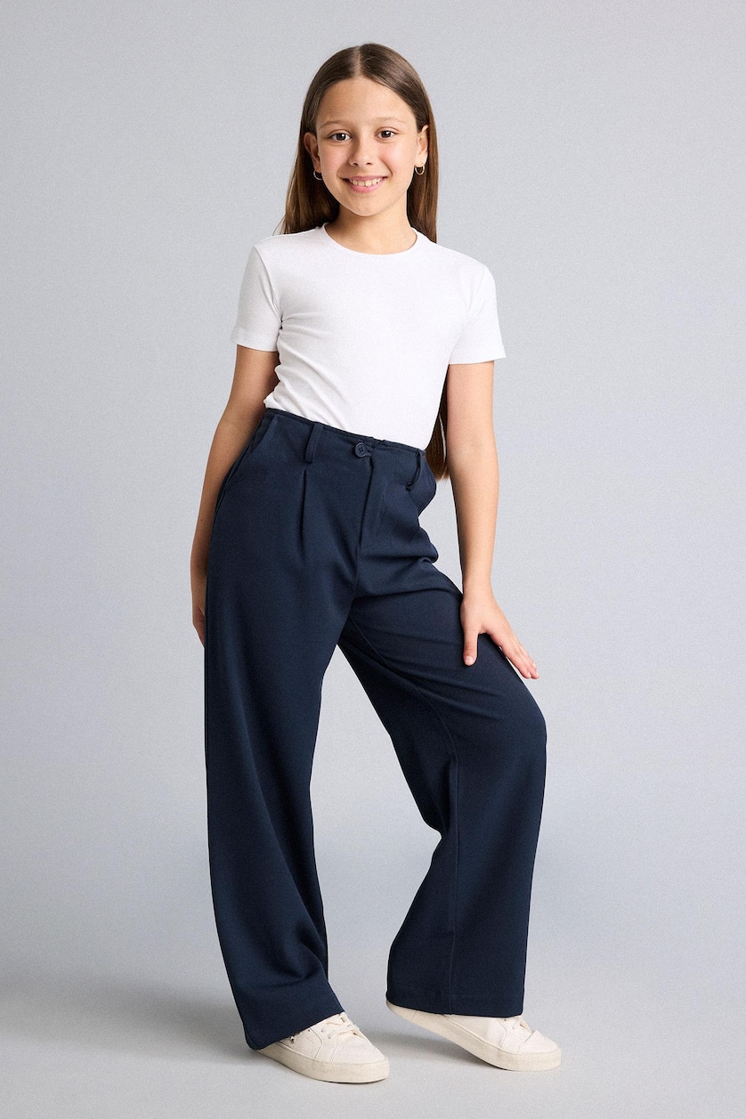 Girls & Teens NAVY Girl Straight Fit Wide Leg Trousers