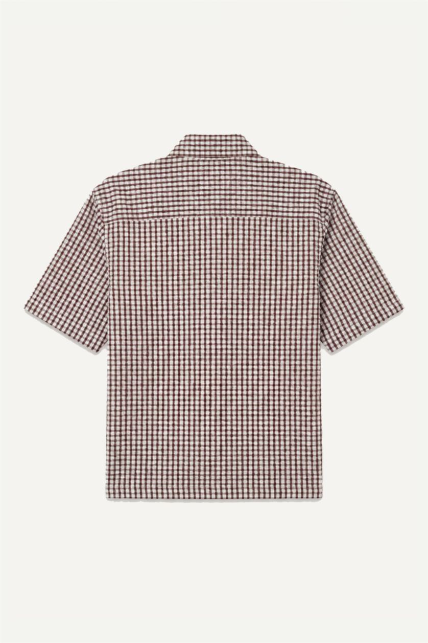 Men Bordeaux Boxy Fit Short Sleeve Shirt