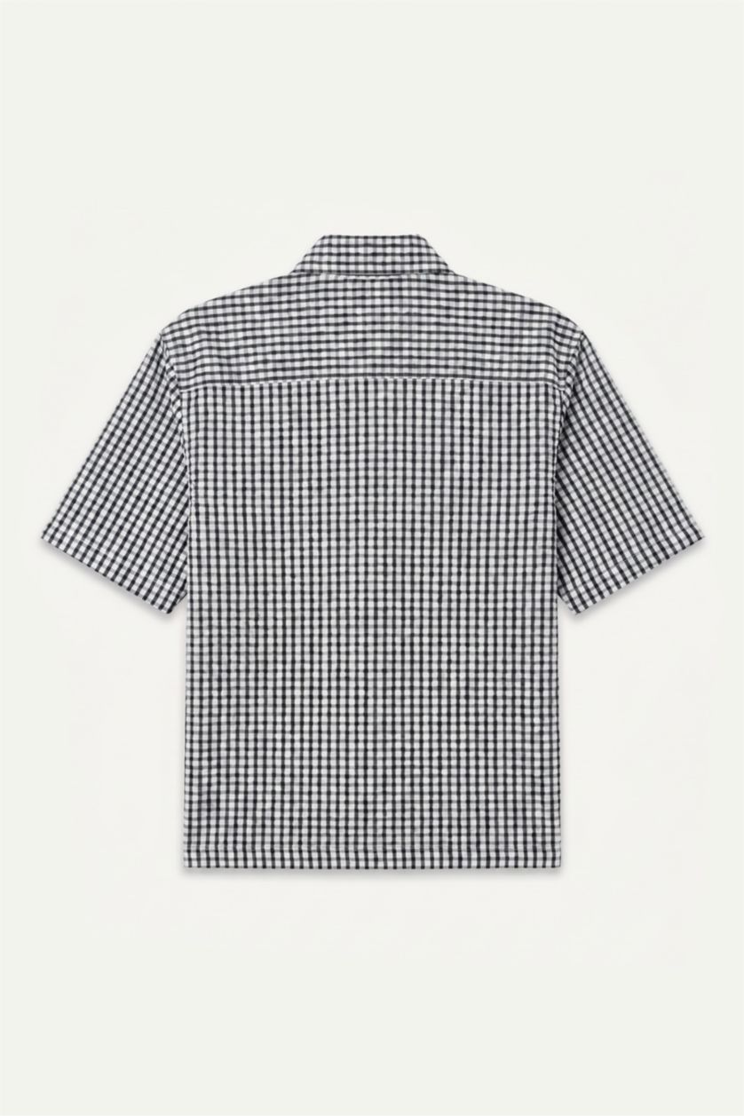 Erkek Lacivert Boxy Fit Kısa Kollu Gömlek