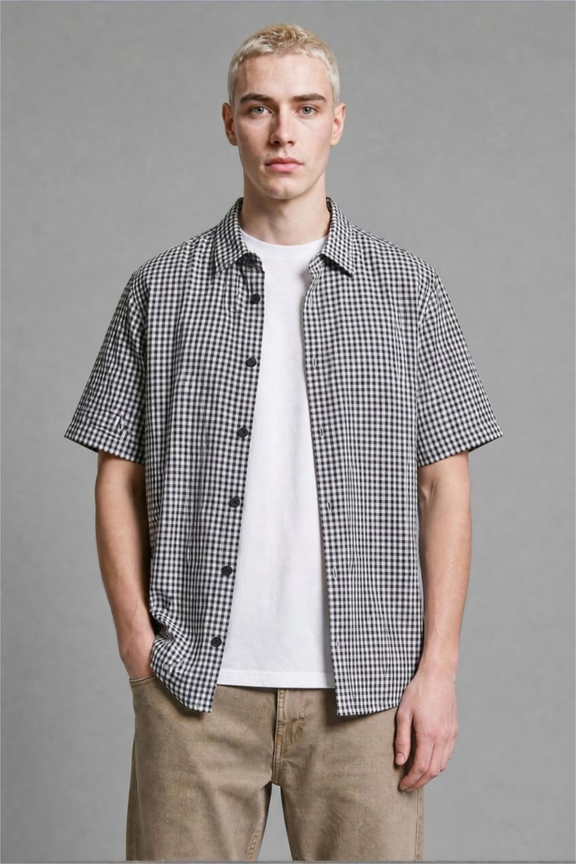 MAN NAVY Boxy Fit Short Sleeve Shirt