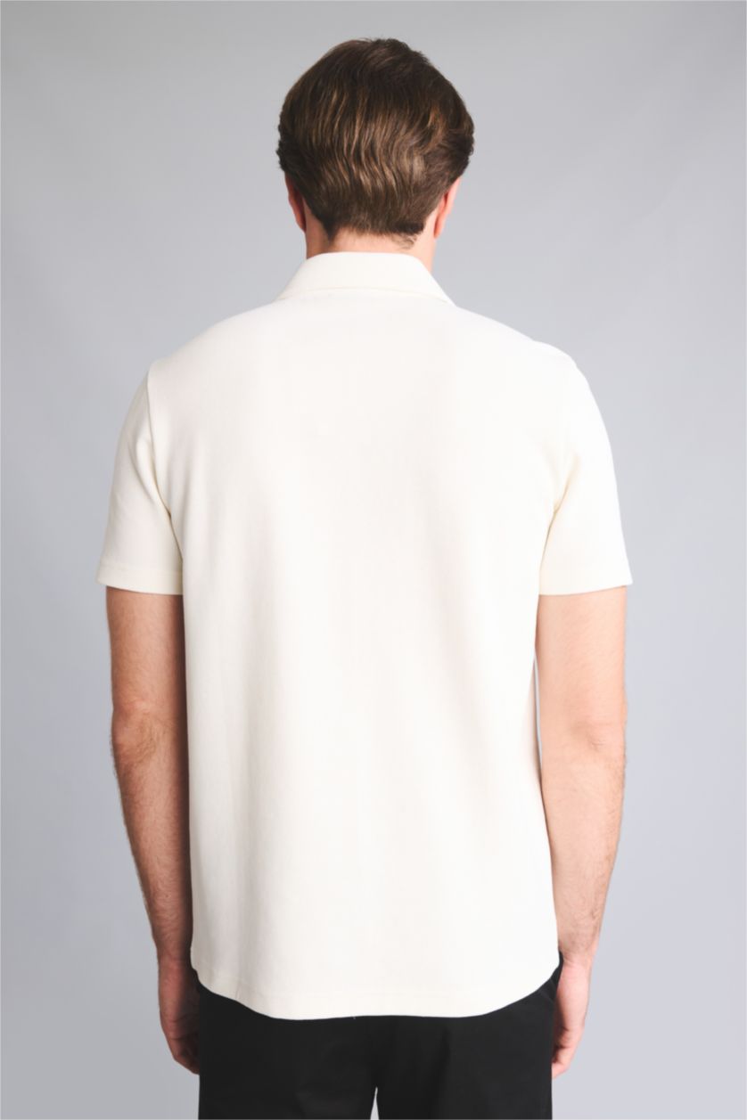 رجال بيج فاتح Regular Fit Short Sleeve Polo T-Shirt