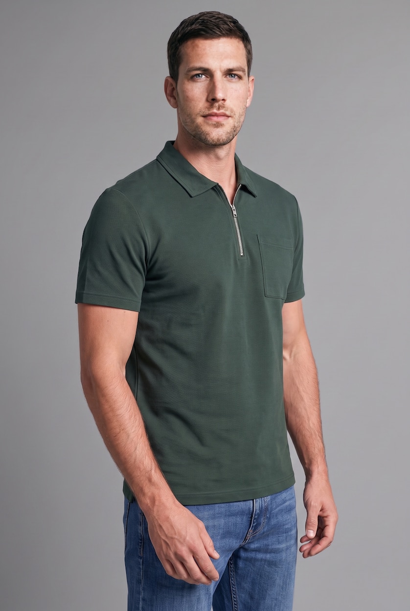 MAN Green Regular Fit Basic Polo T-Shirt