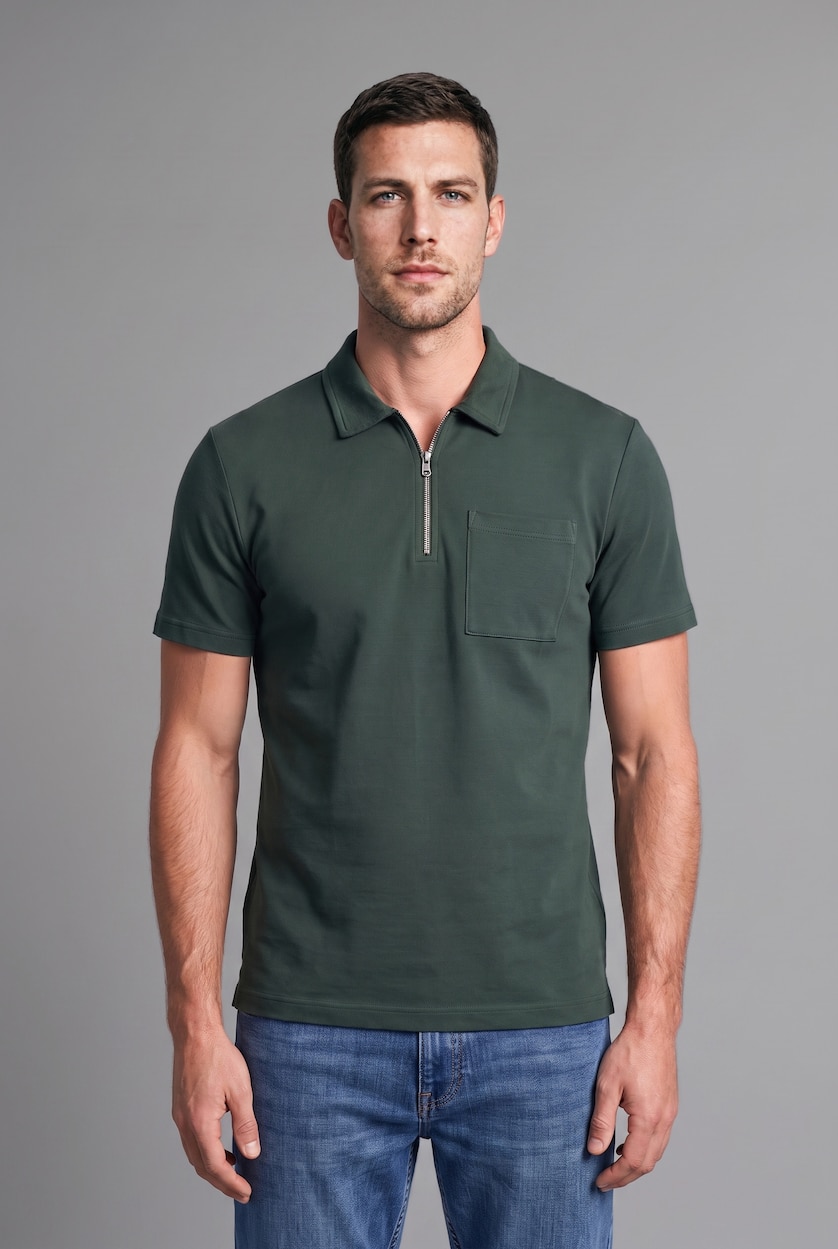 MAN Green Regular Fit Basic Polo T-Shirt