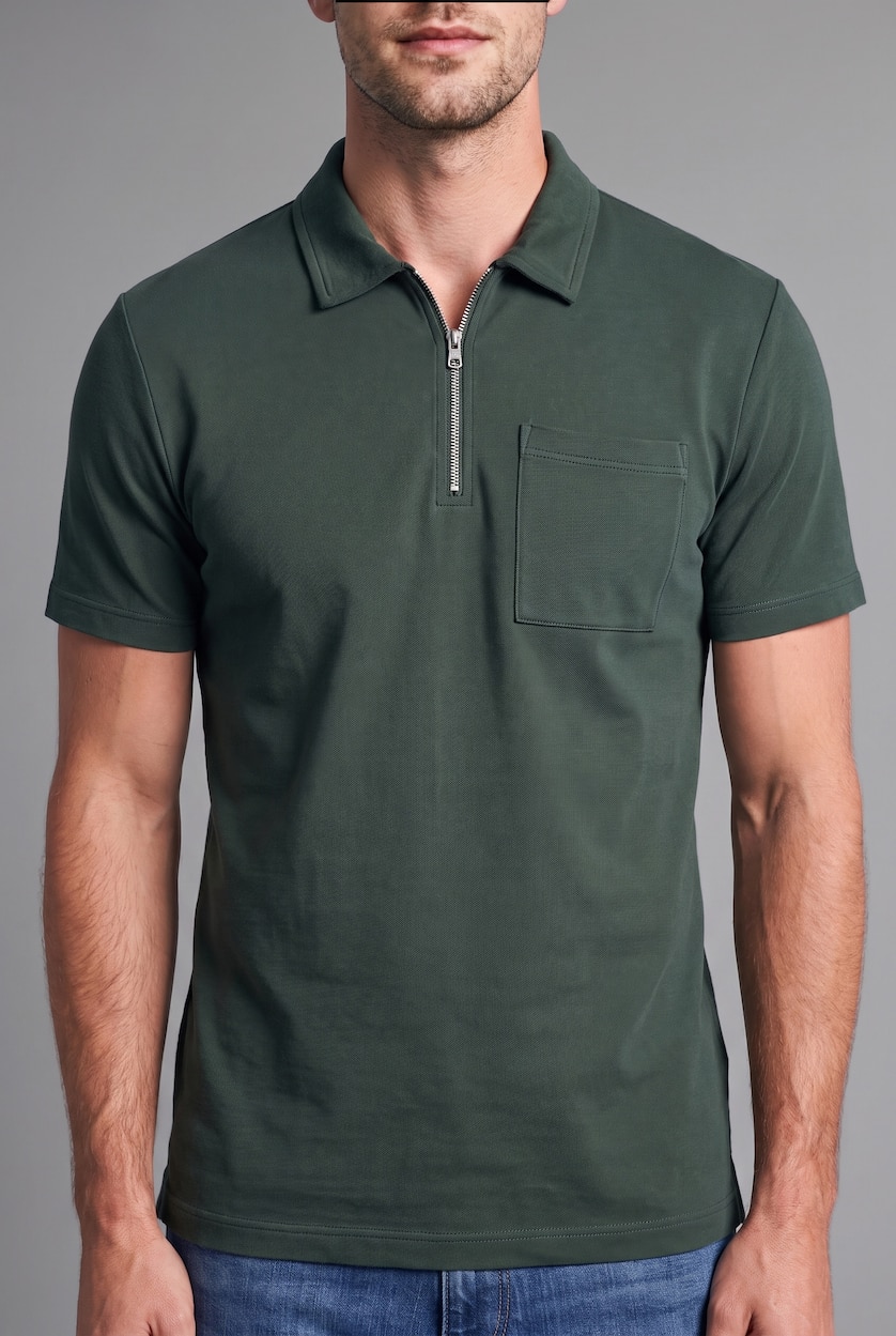 MAN Green Regular Fit Basic Polo T-Shirt