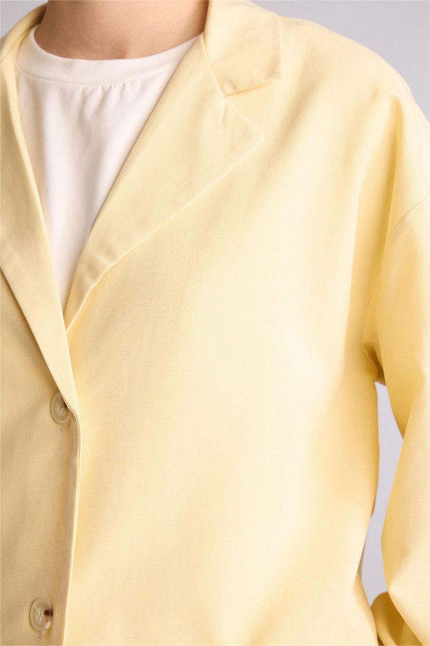 FEMME Jaune Clair Lin Mélangé Coupe décontractée