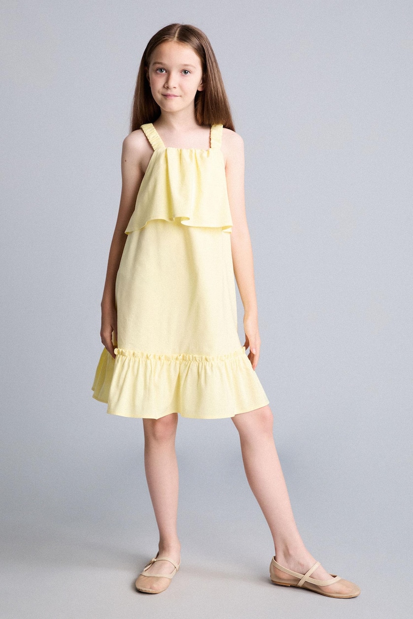 Young Girls - Teen Girls Yellow Sleeveless Woven Dress