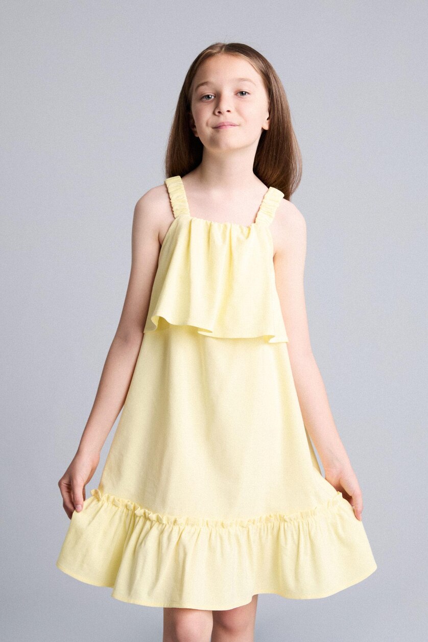 Young Girls - Teen Girls Yellow Sleeveless Woven Dress