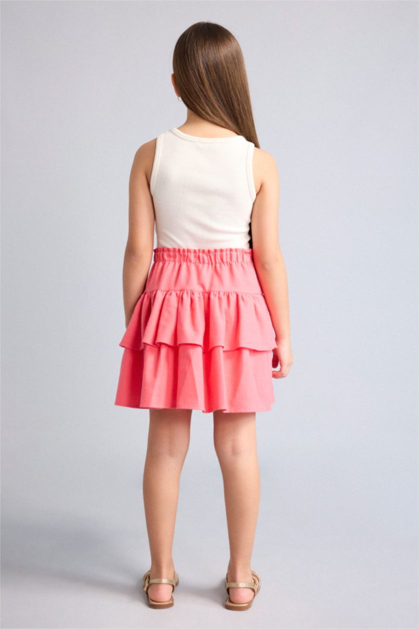 Young Girls - Teen Girls Coral Girl Linen Look Skirt