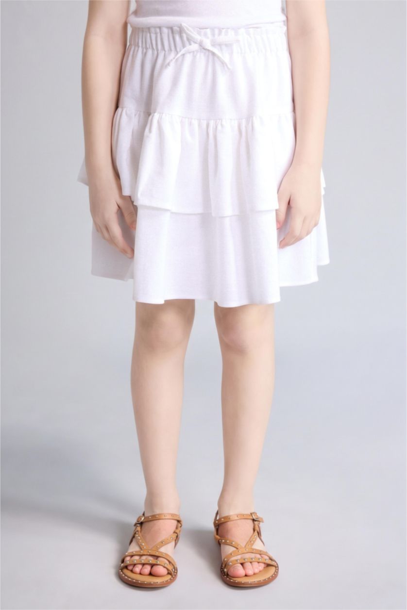 Young Girls - Teen Girls White Girl Linen Look Skirt